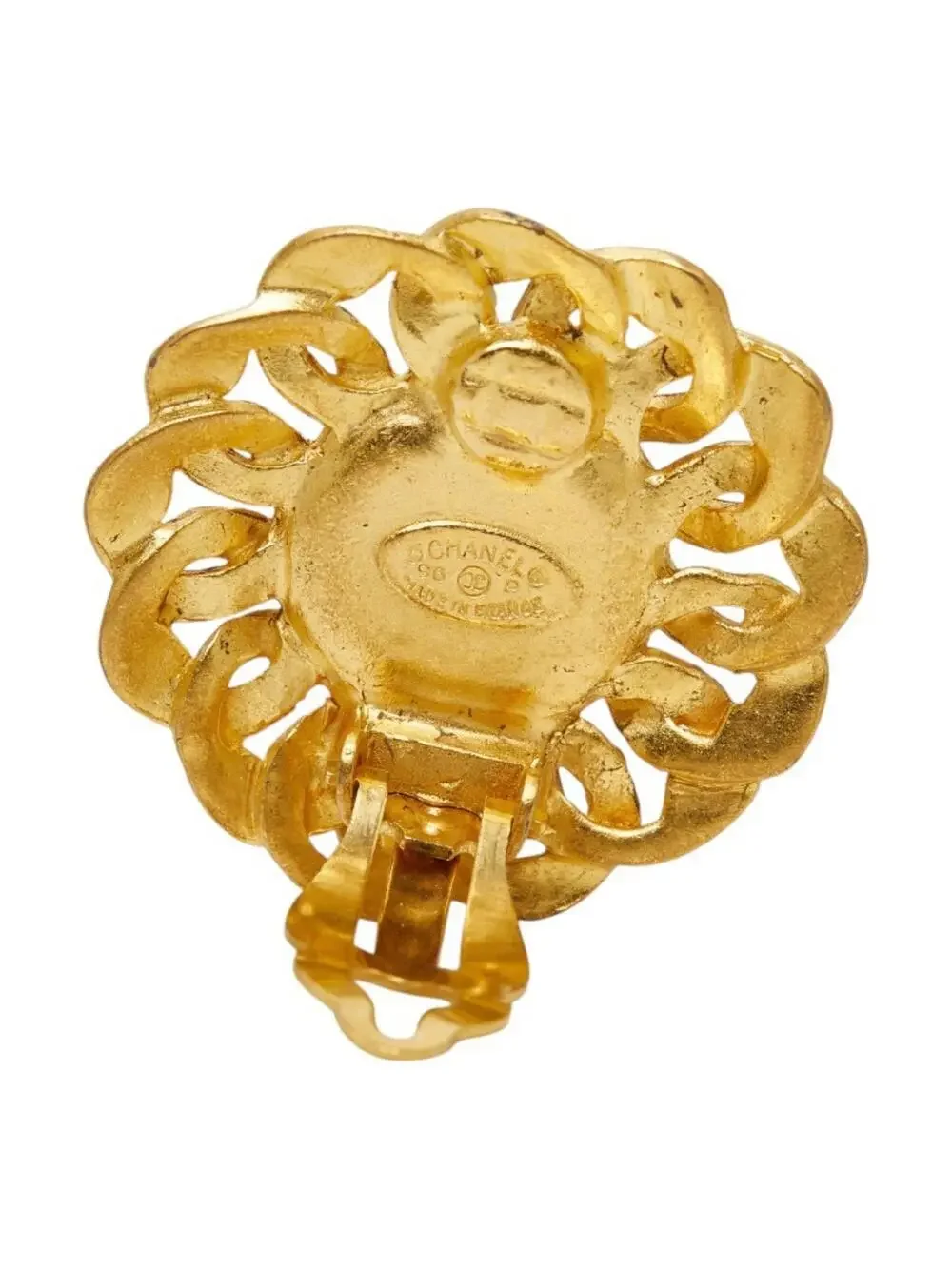 Chanel Cc Logo Round Clip-On Earrings #299622C54B